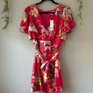 NWT BB Dakota‎ Pink Floral Dress Cute Tropical Vacation Girly Barbie PartySize 4